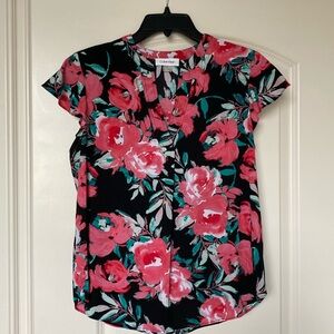 Women’s Calvin Klein, size small, floral, flutter-sleeved top.